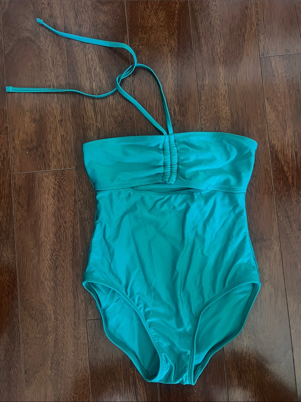 Girls' Turquoise One-Piece Halter Swimsuit
